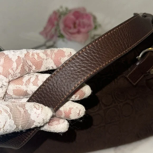 Salvatore Ferragamo Gancini Shoulder Bag/Brown Monogram Canvas/Authentic bag - Picture 3 of 16